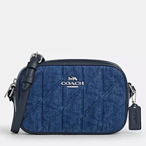 Coach Denim Quilted Mini Jamie Camera Crossbody Silver Accents NWT Retail:$328 - Picture 1 of 6